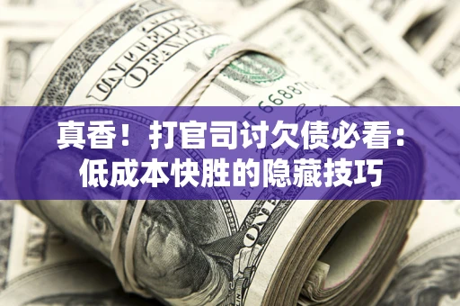 武汉真香！打官司讨欠债必看：低成本快胜的隐藏技巧